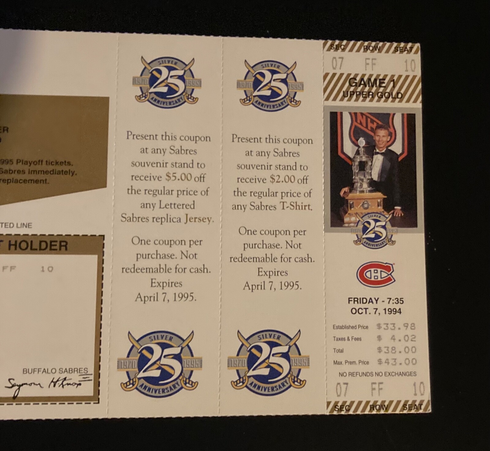 Buffalo Sabres 199495 Season Ticket Booklet 25th Anniversary eBay
