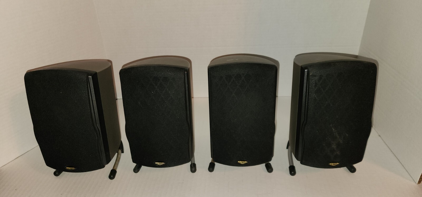 4 Klipsch Satellite Surround System Speakers w/ Stands Black Gray eBay