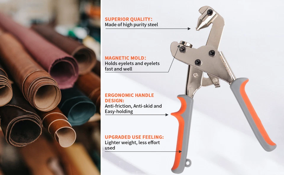 Sujetadores a Presión Herramienta Prensadora Anillo Pernos Alicates Sujetador Kit con Pieza de Agujero Foto 3 de 4