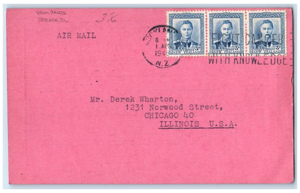 1948 Dominion of New Zealand National Broadcasting Service Auckland NZ Postcard Foto 2 de 2