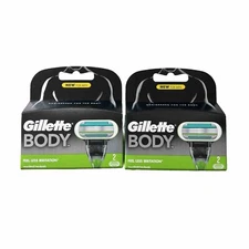 2X Gillette Men Body Razor Blades Shaver Mens Replacement Refill Cartridges 2 Ct