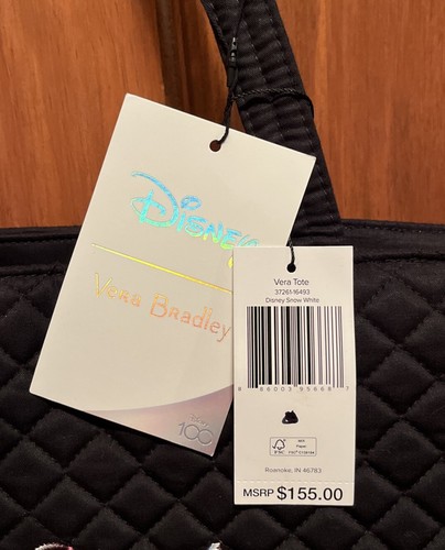 Vera Bradley Disney 100 Snow White Vera Tote Black Bag Embroidery NEW - Picture 5 of 5