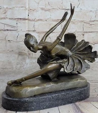 Art Deco French Artist Collett Ballerina Dancer Dancing Bronze Sculpture Art NR