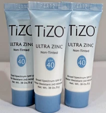 (6 Pack) TIZO Ultra Zinc Non-Tinted SPF 40 Sunscreen, 0.18 oz. - EXP: 1/27