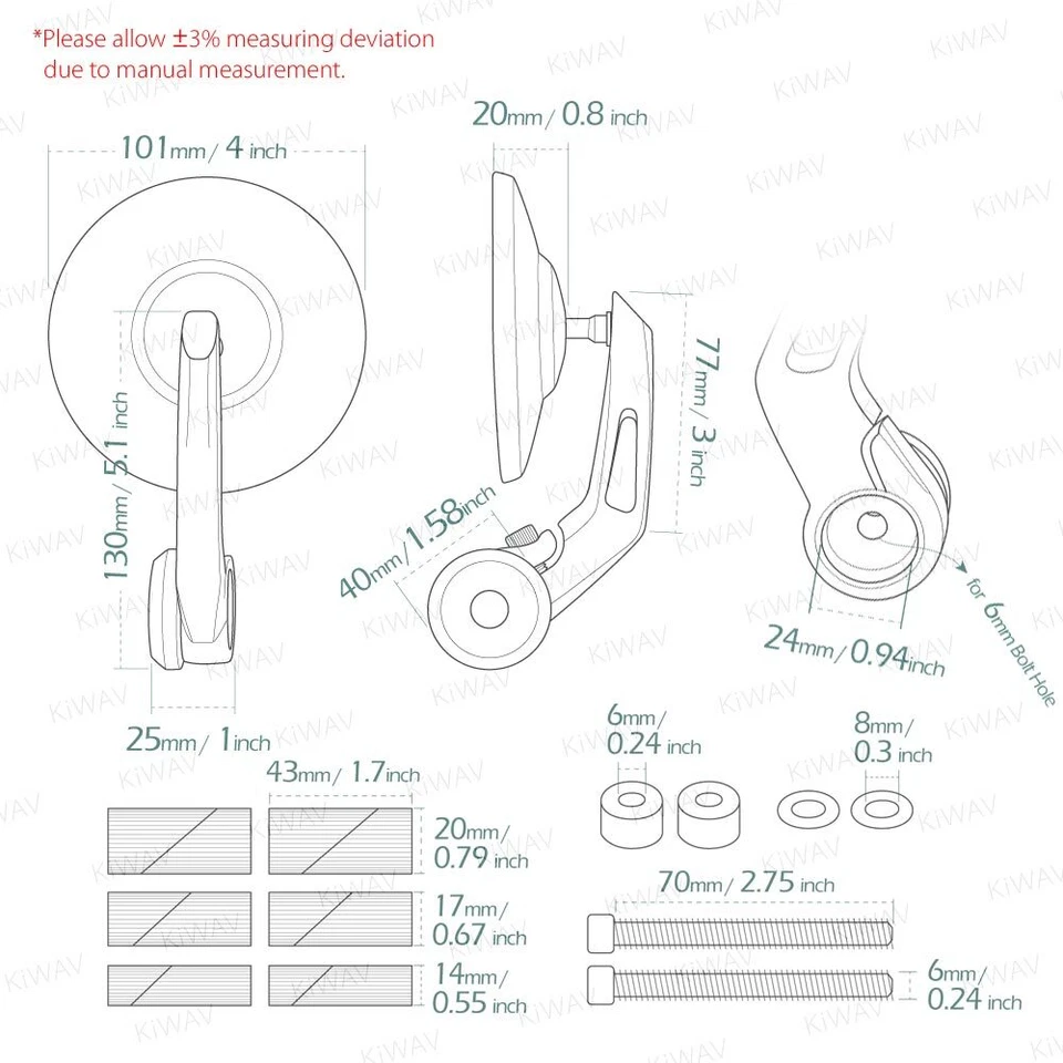 Espejos retrovisores de extremo de barra de peso pesado BOB redondo cromo vástago corto para Harley 96-17 Dyna Foto 2 de 4