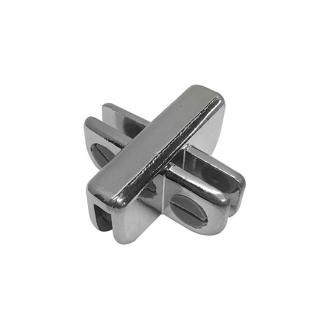 50 Pc 4 Way Inside Shelf Connector Clip Chrome 3/16'' Tempered Glass