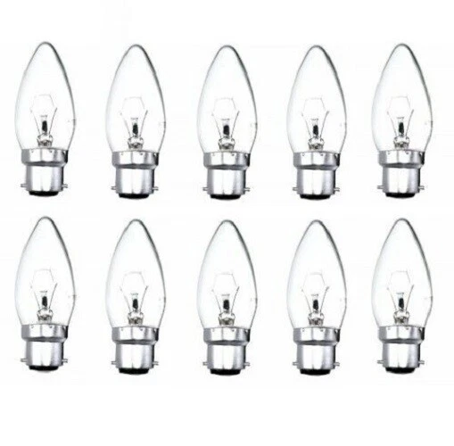 E27 E14 B22 Candle Light Bulbs 40W 60W Clear Dimmable 10 PACK SES Bayonet UK - Image 2 of 2