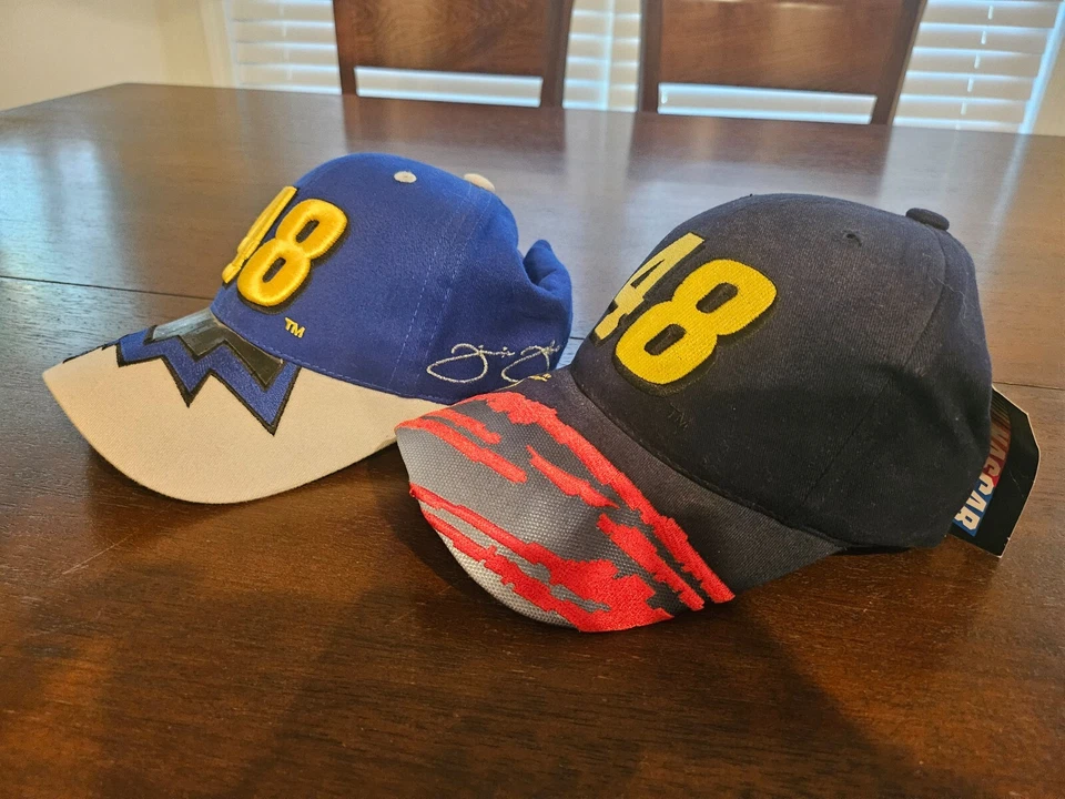 NASCAR Jimmie Johnson Hendrick Motorsports 48 Juego de 2 Sombreros Bandera a Cuadros NUEVO Foto 3 de 4