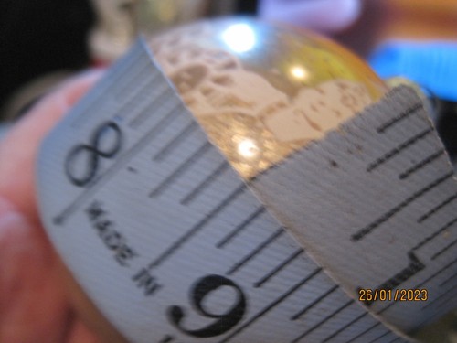 Vtg Large Shiny Brite HELLO stenciled flocked glitter Xmas ornament 8-1/2"around - Picture 15 of 16