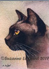 ACEO BROWN BURMESE CAT MOUNTED PRINT FROM ORIGINAL PAINTING BY SUZANNE LE GOOD