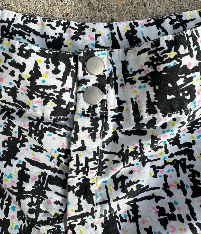 Bañador corto de surf Breezin Beach Board años 80 vintage 32" EE. UU. blanco y negro Foto 2 de 4