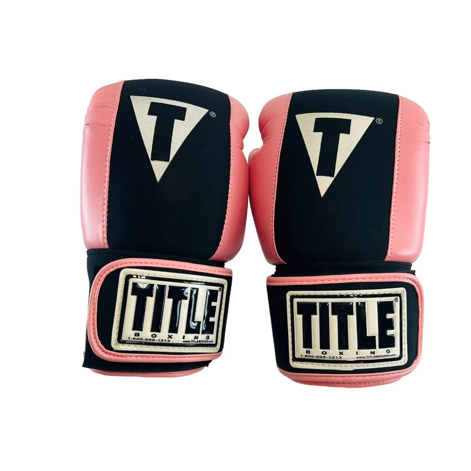 Guantes de Boxeo Title Rosa y Negro Forro de Gel Entrenamiento Kickboxing Talla 6 M Foto 2 de 4