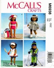 McCall's M6938 18" Doll Clothes Sewing Craft Pattern Uncut Sports Ski Tennis