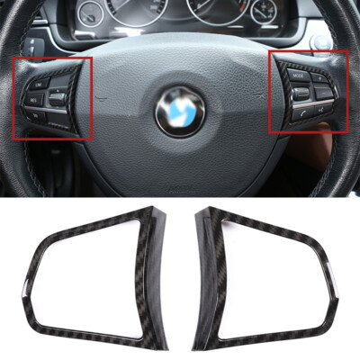 Carbon Fiber Style Steering Wheel Button Frame Tirm For BMW 5 Series F10 11-17