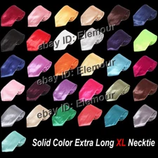 Men's Solid Color Extra Long XL Neck Tie Neckwear Plain Solid Men Tie