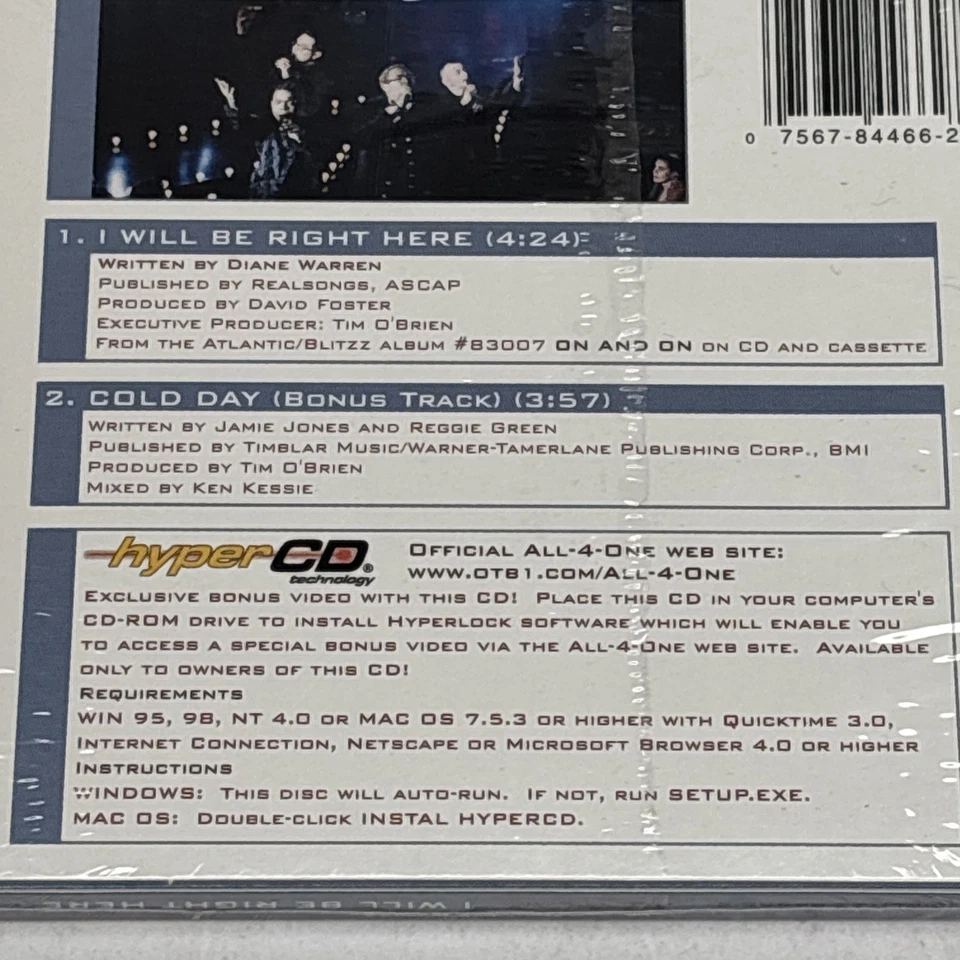 I Will Be Right Here  Cold Day - Audio CD By All-4-One — 第 3/4 张图片