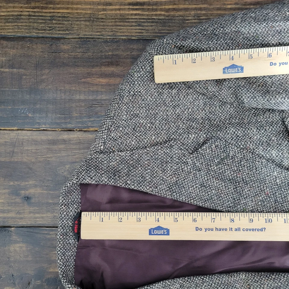 Abrigo Blazer Deportivo Estilo Tweed Para Hombre Dos Botones Marrón Lana Talla 48S Foto 4 de 4