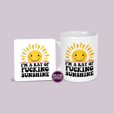 I m a Ray of F-ing Sunshine Tasse & Untersetzer: Lustige Arbeit Positivität Geschenke Büro