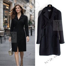 $5.7K CHANEL 16B Black Zipper Wool Dress Coat by Karl Lagerfeld 38 US6
