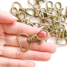 20PCS Antique Brass 3/4 Swivel Trigger Snap Hooks, Lobster Claw, D Ring, 20mm