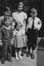 1943 Boys Girls Brothers Sisters Friends Group Portrait Smiles Childhood