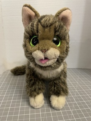 Cuddle Barn Lil Bub Tabby Cat Plush Toy 12'' Realistic Stuffed Animal Green Eyes