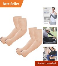 Cooling Mid-Compression Arm Sleeves for Men Women - UV Protection Set of 2