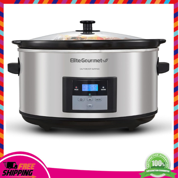 8.5QT Digital Slow Cooker Programmable XL Crock Pot Stainless Steel with Lid