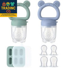 2 Pack Silicone Baby Fruit Feeder with Mini Freezer Tray, Breastmilk Popsicle Mo
