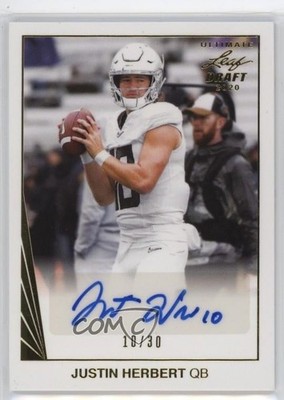 2020 Leaf Ultimate Draft 90 Gold 10/30 Justin Herbert #90-JH2 Rookie Auto RC 6m7