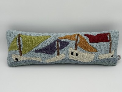 Chandler 4 Corners by Judith Reilly Hand Hooked Wool Pillow 8''x24'' Flotilla Boat