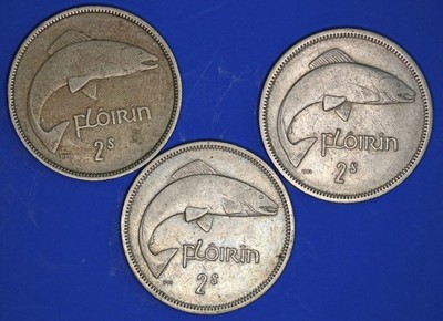 Sammlung von 3 Irish Ireland EIRE Gulden, Lachsmünzen, verschiedene Daten [33935]