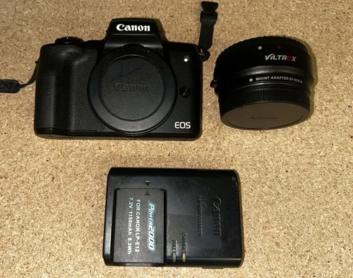 Canon EOS M50 24.1MP Mirrorless Digital Camera with Viltrox Mount Lens EF-EOS M
