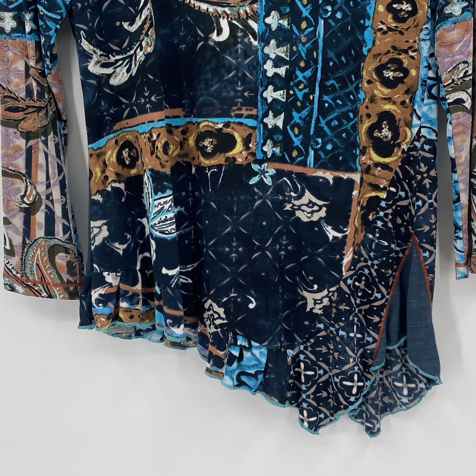 Orientique Naturally Small Patchwork Top Long Sle… - image 13