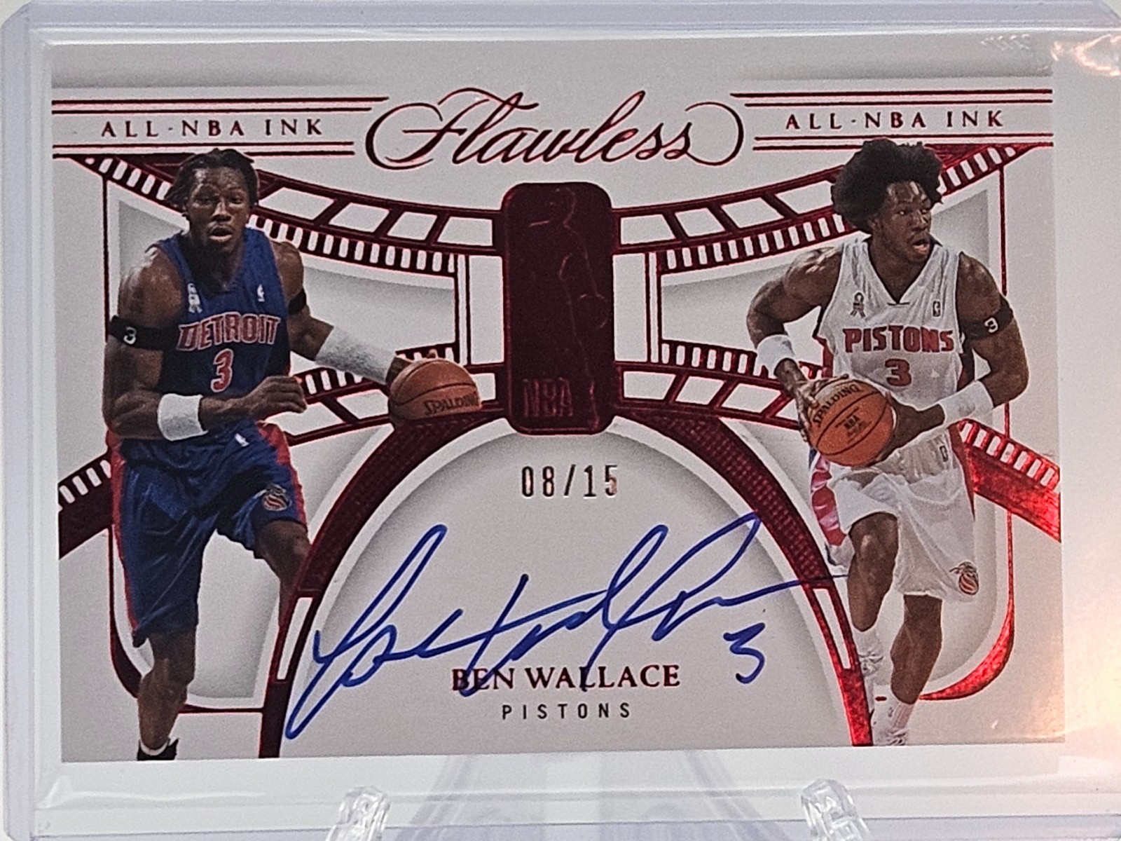 2023-24 Flawless All-NBA Ruby /15 ALL-BEN Ben Wallace Auto Pistons #8/15