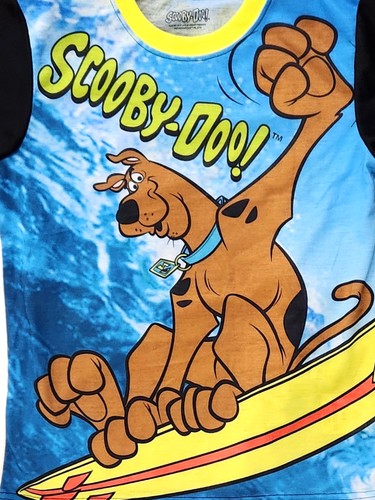 Scooby Doo Boys Blue Surfing Scooby-Doo Pajamas Shirt & Sleep Shorts Set M (8) - Picture 2 of 2