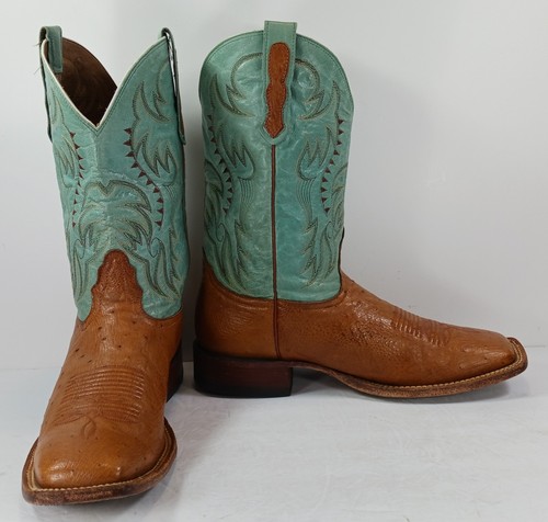 genuine ostrich cowboy boots mens 10 EE nocona leather square toe brown
