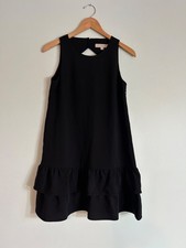 Women's LOFT Black Sleeveless Tired Ruffled Dress Sz 2