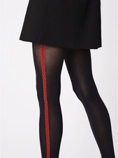 Fiore Rosetto 40DEN Strumpfhose Schwarz Rot S 36-38 Damen Nylon Feinstrumpfhose