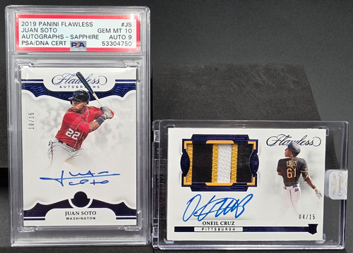 ⚡2019 Juan Soto Flawless Auto 10/15 PSA 10 & 2022 Oneil Cruz Flawless RPA 4/15⚡
