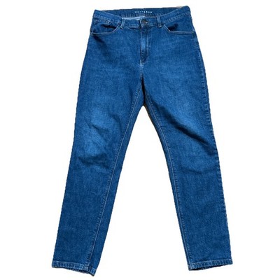 Mott & Bow Jeans Women s 31x28 Blue Mom High Rise Straight Leg Stretch