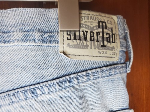 Distressed Loose Fit Levis Silvertab blu chiaro uomo taglia 34 x 32 vintage - Foto 6 di 7