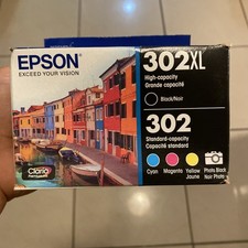 Epson Genuine 302XL Black 302 Cyan Magenta Yellow Ink Cartridge Sealed, 4/2026