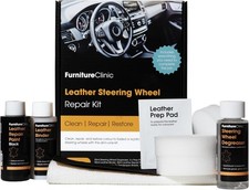Leather Steering Wheel Repair Kit (Black) - Remove Any Grease Build up, Repair