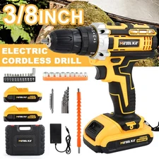 20V Electric Drill Cordless Fast Screwdriver Set Power Tool w/ Battery & Charger