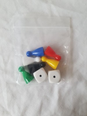 Universal Brettspiel Figuren Ersatzteile - 6 farbige Spieler Spielsteine & 2 6 Würfel