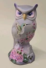 FENTON Grey Marble Blue Hummingbird/Floral Owl LE#36/82 M. Kibbe Gift Shop Excl