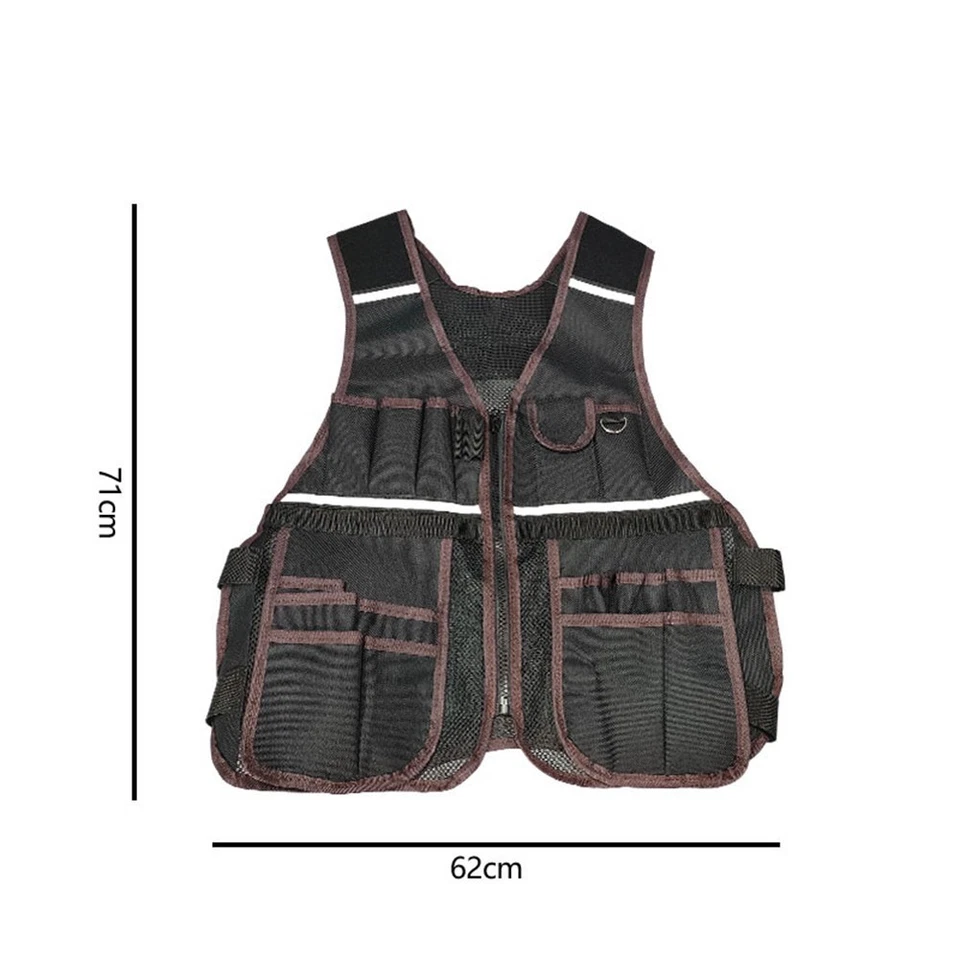 Tool Vest Nylon Mesh Cloth Adjustable Shoulder Straps Adjustable Waist Width - Image 2 of 4