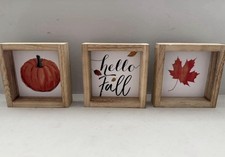 3 małe drewniane ramki skrzynkowe do sezonowej dekoracji
