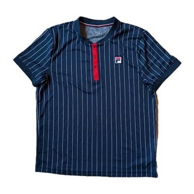 Fila Stripes Tennis Poloshirt Vintage BB1 Classic Björn Borg Retro blau rot M